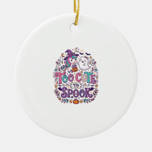 Unicorn Too Cute to Spook Colourful Marketplace Ar Ceramic Tree Decoration