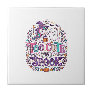 Unicorn Too Cute to Spook Colourful Marketplace Ar Tile