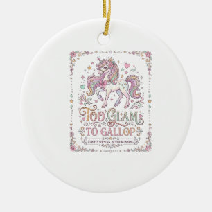 Unicorn Too Glam to Gallop Adorable Apparel Graphi Ceramic Tree Decoration