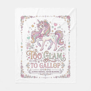 Unicorn Too Glam to Gallop Adorable Apparel Graphi Fleece Blanket