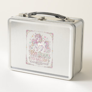 Unicorn Too Glam to Gallop Adorable Apparel Graphi Metal Lunch Box