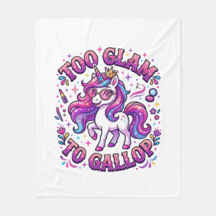 Unicorn Too Glam to Gallop Commercial Print on Dem Fleece Blanket