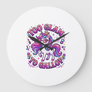 Unicorn Too Glam to Gallop Commercial Print on Dem Large Clock