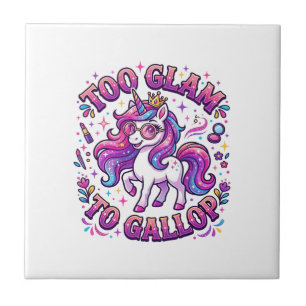 Unicorn Too Glam to Gallop Commercial Print on Dem Tile