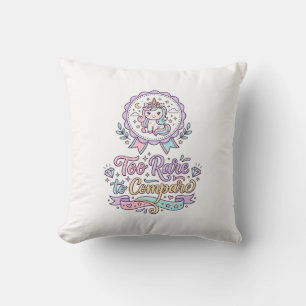 Unicorn Too Rare to Compare Cute Pastel T-Shirt De Cushion