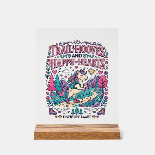 Unicorn Trail Hooves and Happy Hearts Colourful Ap Acrylic Sign