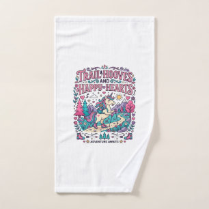 Unicorn Trail Hooves and Happy Hearts Colourful Ap Hand Towel