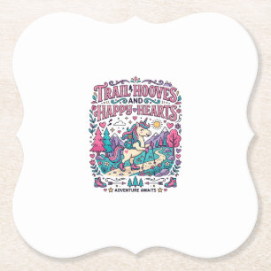 Unicorn Trail Hooves and Happy Hearts Colourful Ap Paper Coaster