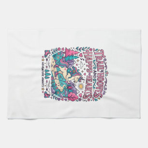 Unicorn Trail Hooves and Happy Hearts Colourful Ap Tea Towel