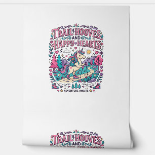 Unicorn Trail Hooves and Happy Hearts Colourful Ap Wallpaper