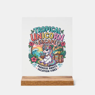 Unicorn Tropical Unicorn Escape POD Ready POD Artw Acrylic Sign