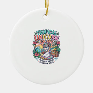 Unicorn Tropical Unicorn Escape POD Ready POD Artw Ceramic Tree Decoration