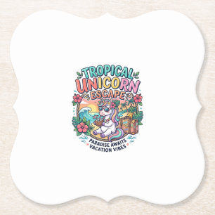 Unicorn Tropical Unicorn Escape POD Ready POD Artw Paper Coaster