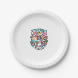 Unicorn Tropical Unicorn Escape POD Ready POD Artw Paper Plate