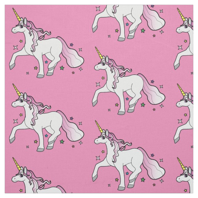 Unicorn Trotting Through Stars Fabric (Swatch)