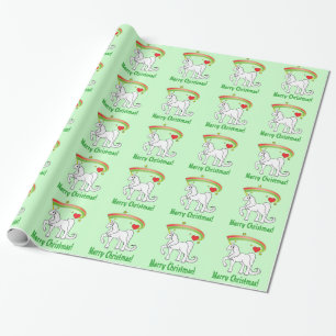 Unicorn Trotting through Stars Merry Christmas Wrapping Paper