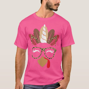 Unicorn Turkey Face Eyelashe Leopard Glasses Thank T-Shirt