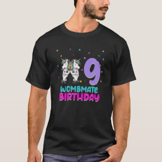 Unicorn Twin Girls 9Th Birthday Love Funny 9 Years T-Shirt