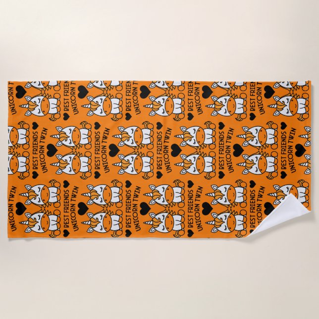 Unicorn Twin Sister  Beach Towel (Front)