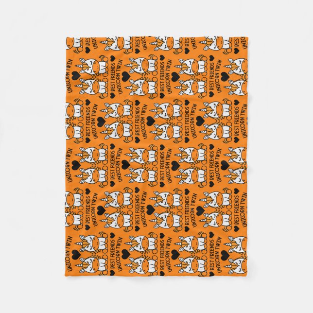 Unicorn Twin Sister  Fleece Blanket (Front)