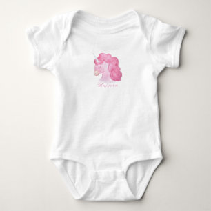 Unicorn Typography Baby Girl Pink Fantasy Baby Bodysuit