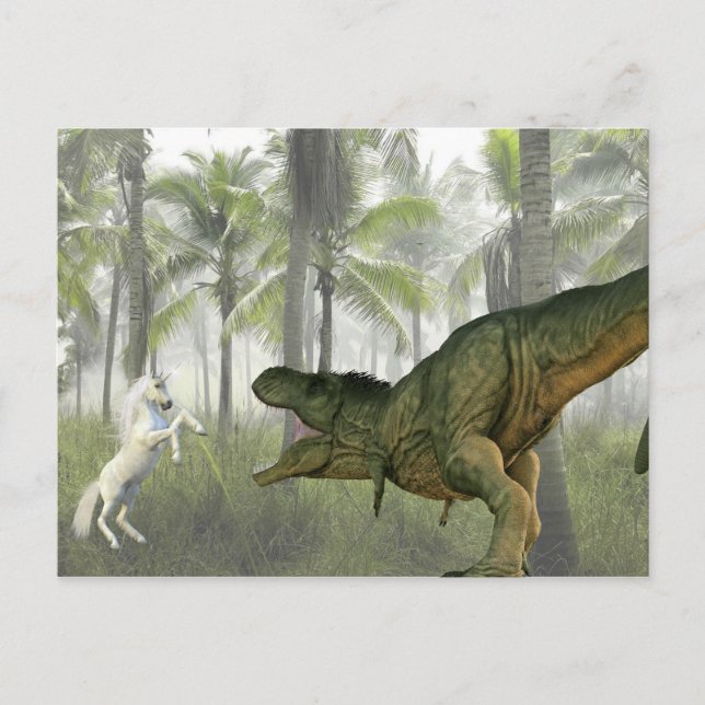 Unicorn Tyrannosaurus Dinosaur Postcard (Front)