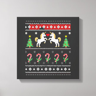 Unicorn Ugly Christmas Sweater Party T-Shirt (1) Canvas Print
