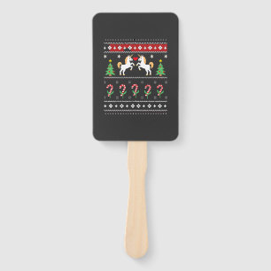 Unicorn Ugly Christmas Sweater Party T-Shirt (1) Hand Fan