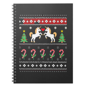 Unicorn Ugly Christmas Sweater Party T-Shirt (1) Notebook