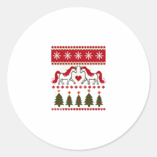 Unicorn Ugly Christmas Sweater Party T-Shirt (2) Classic Round Sticker
