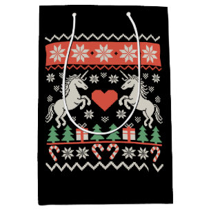 Unicorn Ugly Christmas Sweater Xmas Holiday Season Medium Gift Bag