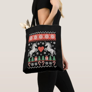 Unicorn Ugly Christmas Sweater Xmas Holiday Season Tote Bag
