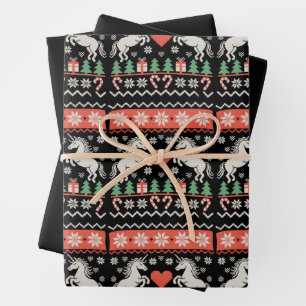 Unicorn Ugly Christmas Sweater Xmas Holiday Season Wrapping Paper Sheet