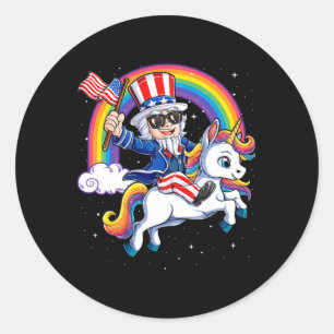 Unicorn Uncle Sam 4th Of July Mericorn Men Women U Classic Round Sticker