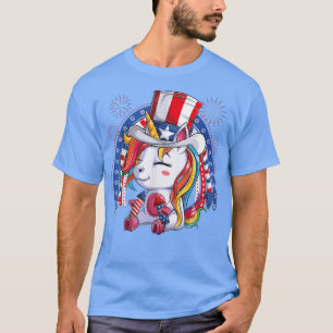 Unicorn Uncle Sam Hat US Flag Fourth 4th Of July K T-Shirt