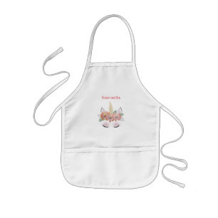 Unicorn, Unicorn Face, personalized, girly, floral Kids Apron