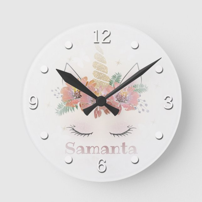 Unicorn, Unicorn Face, personalized Round Clock (Front)
