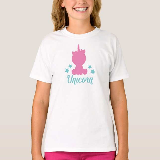 Unicorn, Unicorn Silhouette, Cute Unicorn, Stars T-Shirt (Front)
