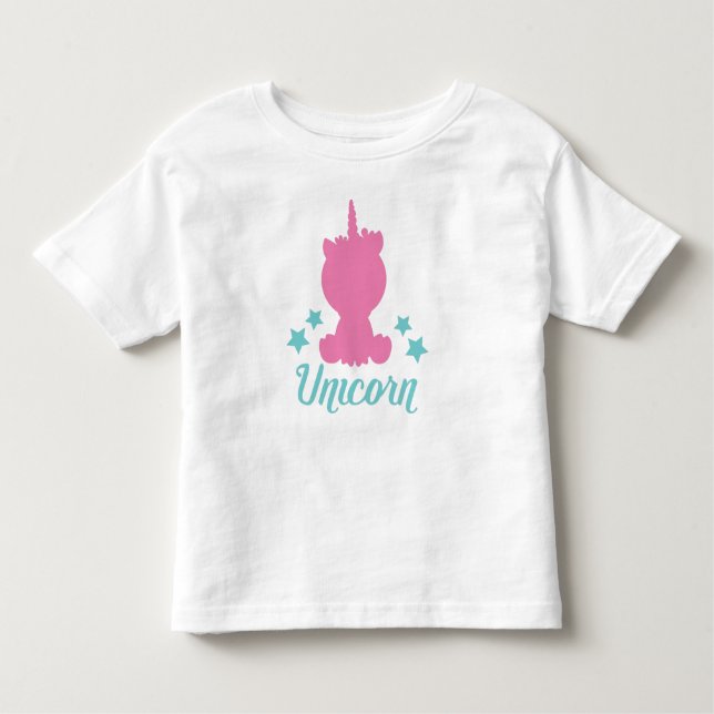 Unicorn, Unicorn Silhouette, Cute Unicorn, Stars Toddler T-Shirt (Front)