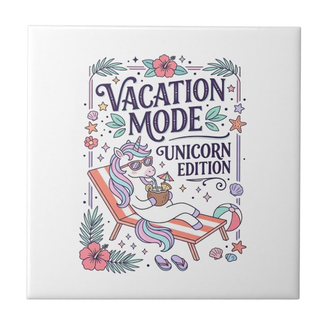 Unicorn Vacation Mode Unicorn Edition Adorable App Tile (Front)