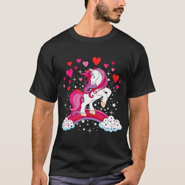Unicorn Valentines Day Shirt Toddler Girl Love Hea (Front)
