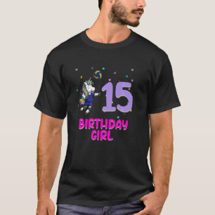 Unicorn Volleyball 15th Birthday Girl Love Funny 1 T-Shirt
