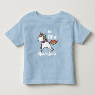 Unicorn w/ rainbow purple pink flowers toddler T-Shirt
