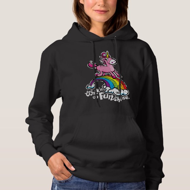 Unicorn Walk n Walking on Funshine Rainbow Sunshin Hoodie (Front)