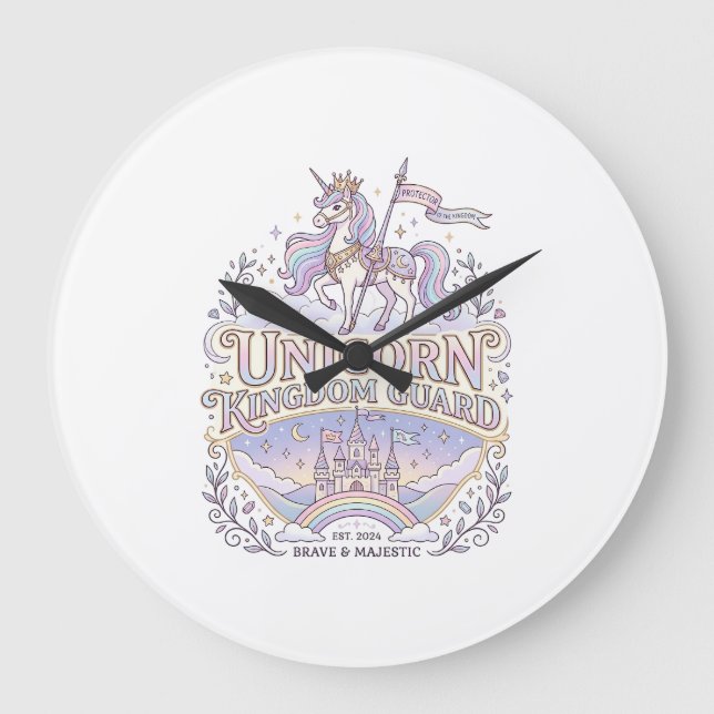 Unicorn Wanderlust Unicorn Gift Idea Vector Design Large Clock (Front)