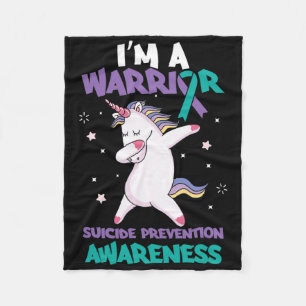 Unicorn Warrior Suicide Awareness Suicide Tee  Fleece Blanket