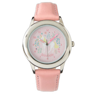 Unicorn Watch Personalised Name Pink