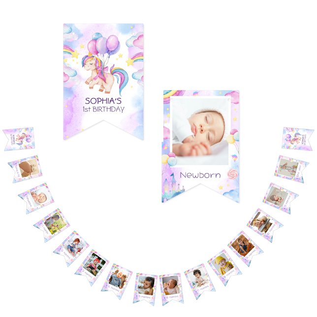 Unicorn watercolor birthday bunting  (Creator Uploaded)