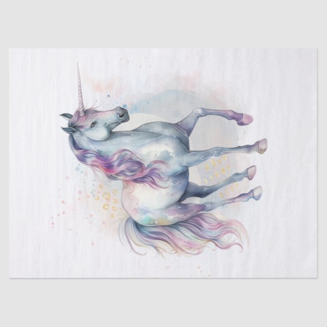 Unicorn Watercolor Decoupage Tissue Paper (Front)