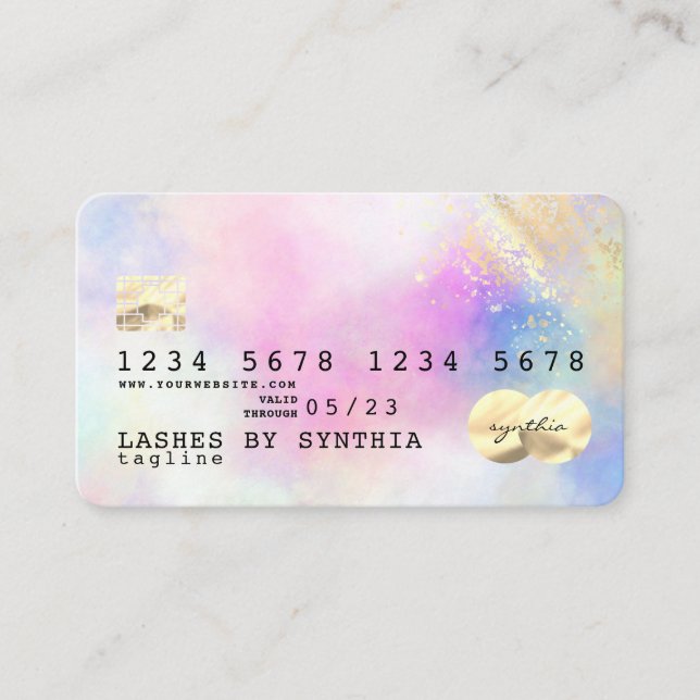 Unicorn  watercolor gold splash Credit Card (Front)